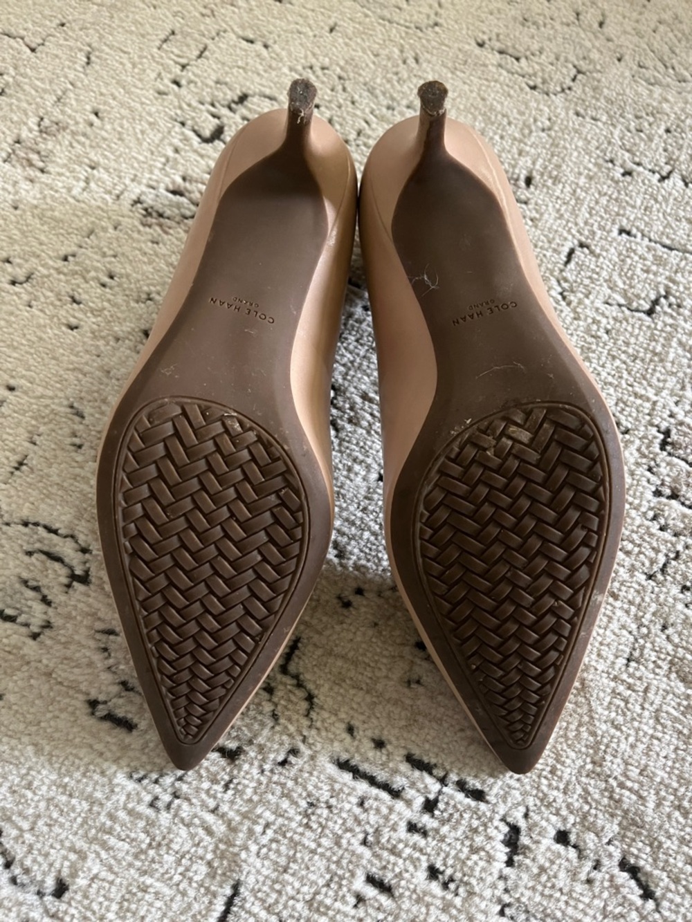 Cole Haan Nude Pointed-Toe Leather Pumps - Picture 3 of 4